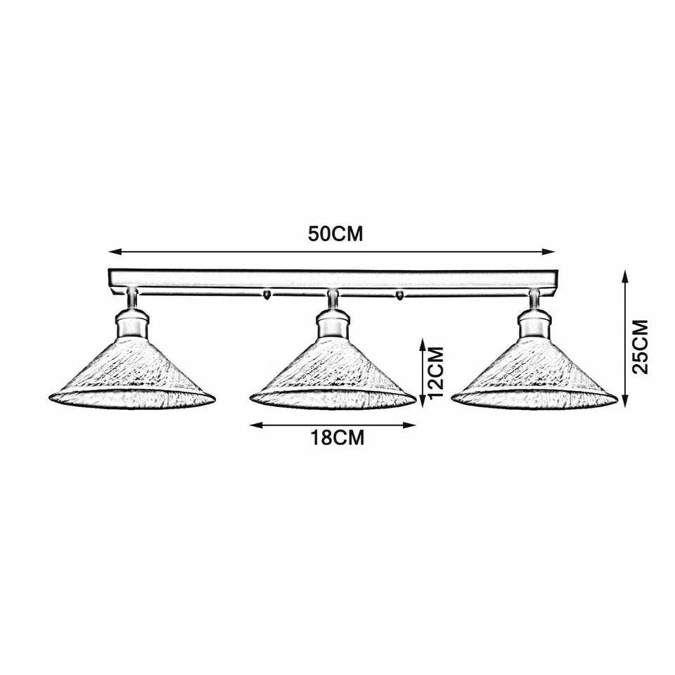 3 Head Loft Industrial Ceiling Light E27 Lamp~1859-2