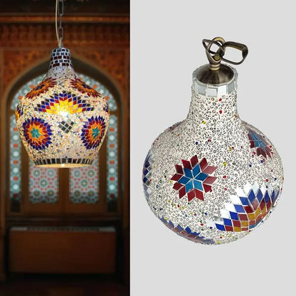 Hanging Handmade Hurricane Mosaic Pendant Lamps Antique Moroccan Ceiling Light~4969-3
