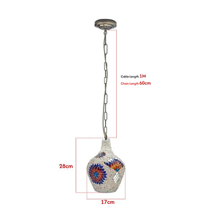 Hanging Handmade Hurricane Mosaic Pendant Lamps Antique Moroccan Ceiling Light~4969-2
